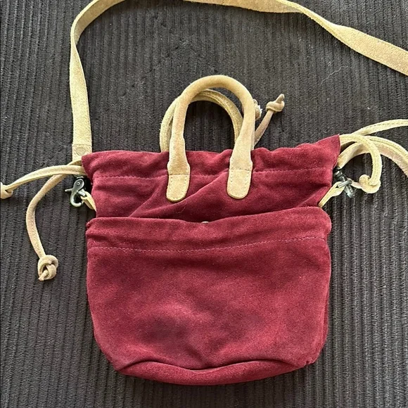 Free People Suede Crossbody Bag - Garnet Red - Picture 2 of 6